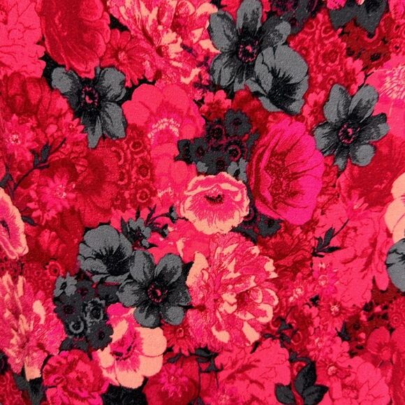 Talbots Plus 1X Top Tee Floral Cap Sleeve Red Pink - Picture 5 of 10